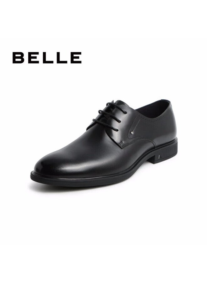 Belle Men's Shoes, Business Formal Leather Shoes, Casual Height-increasing Soft-soled Genuine Leather Shoes, 10503am0, Black-classical Version, Size 43 - Image 1