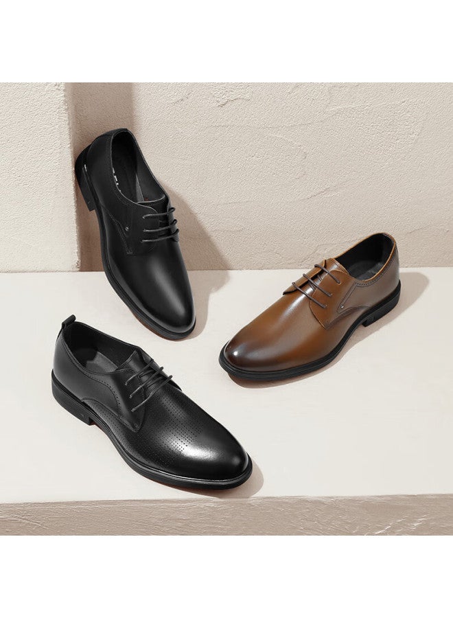 Belle Men's Shoes, Business Formal Leather Shoes, Casual Height-increasing Soft-soled Genuine Leather Shoes, 10503am0, Black-classical Version, Size 43 - Image 2