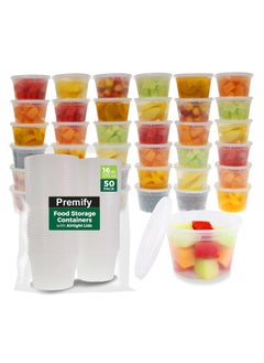 Premify 24Pcs Deli Food Containers With Lids - 16oz Disposable Meal Prep Leak Proof Plastic Storage Cups, Reusable Pots For Takeaway Food, BPA-Free, Dishwasher, Microwave Safe  - Image 1