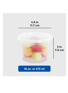 Premify 24Pcs Deli Food Containers With Lids - 16oz Disposable Meal Prep Leak Proof Plastic Storage Cups, Reusable Pots For Takeaway Food, BPA-Free, Dishwasher, Microwave Safe  - Image 2