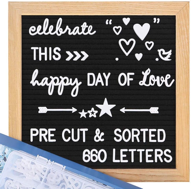 Womdee Felt Letter Board - 690 Letters, Bonus Cursive Words, 10X10 Board With Stand, Sorting Tray, Wall Mount, Gift Box - Image 1
