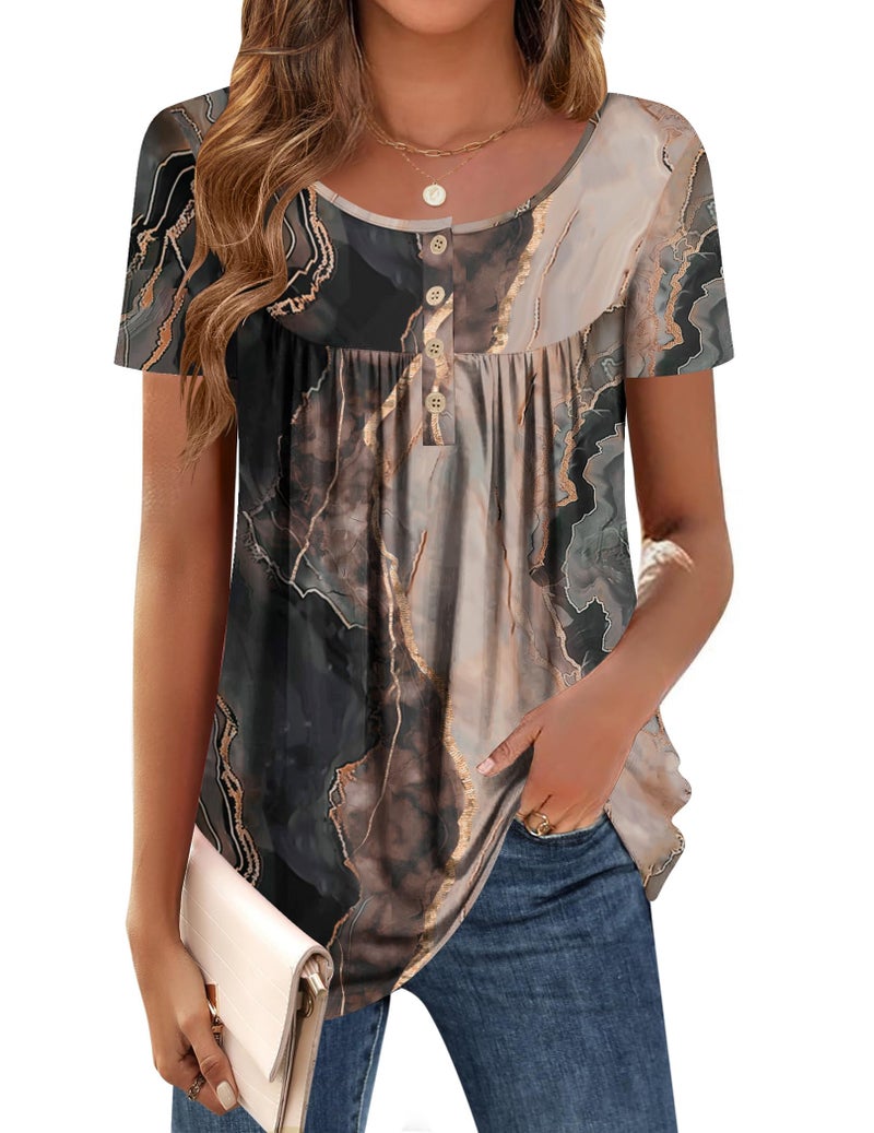 Zeagoo Womens Tops Dressy Casaul Plus Size Tunic Tops Short Sleeve Summer Clothes 2026 Fashion Work Tees XXL - Image 1
