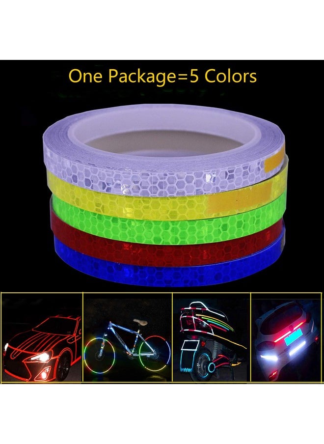 LiXiongBao 5 Pack Reflective Tape Outdoor Safety Warning Lighting Sticker Waterproof Bike Reflector Tape For Bicycle Bike Car Motorcycle Diy Rim Decoration (5 Color)  - Image 1