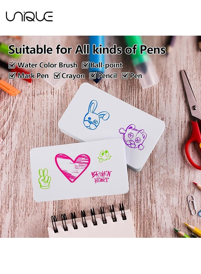 Unique 200 Pcs Blank Business Card - 3.5x2 inches Kraft Paper Learning Card - Mini Note Cards, Business Appreciation Cards Message Gift Card (White/Cowhide color) - Image 5