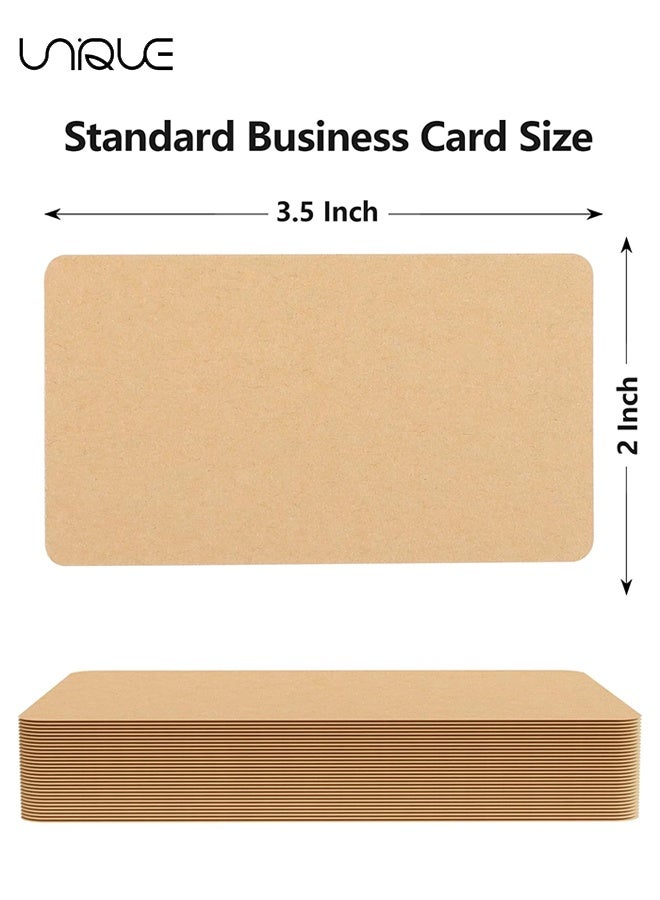 Unique 200 Pcs Blank Business Card - 3.5x2 inches Kraft Paper Learning Card - Mini Note Cards, Business Appreciation Cards Message Gift Card (White/Cowhide color) - Image 2