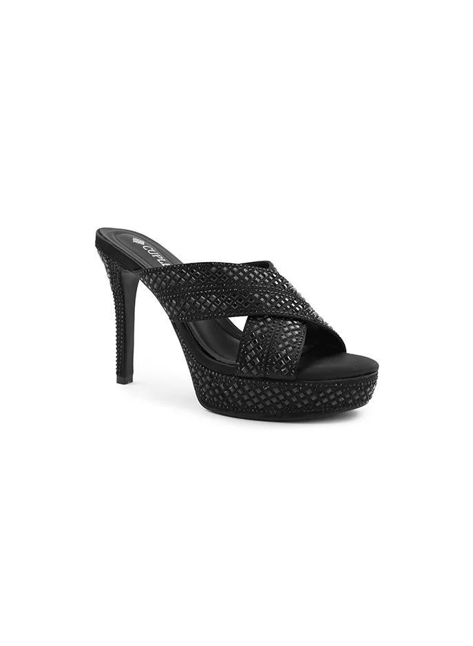 Cuple Cuple Embellished Cross Strap Platform Heels