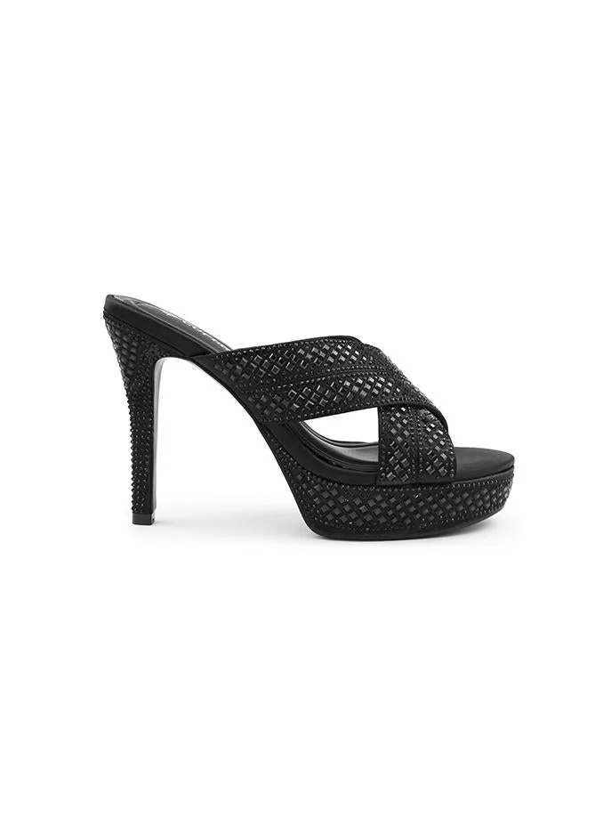 Cuple Cuple Embellished Cross Strap Platform Heels
