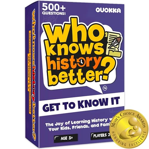 quokka Board Games for Kids 812 Family Card Games for Kids and Adults History Trivia Cards for Family Game Night Who Knows History Better 500 Questions Fun Card Game for Families and Teens - Image 1