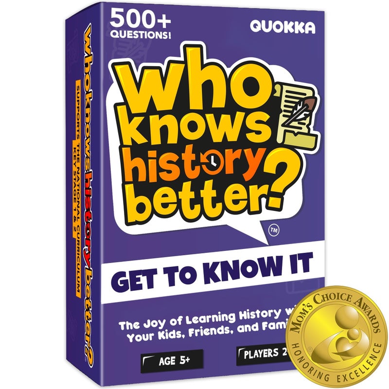 quokka Board Games for Kids 812 Family Card Games for Kids and Adults History Trivia Cards for Family Game Night Who Knows History Better 500 Questions Fun Card Game for Families and Teens - Image 2
