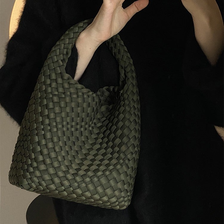 High-Grade Nylon Handmade Woven Bag Women'S Underarm Bag Satin Tote Bag Handbag Shoulder Crossbody Bag - Image 2