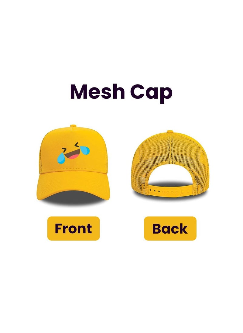 PRINTSHOP4ME - Kids Yellow Smiley Face Pack Of 2 T-Shirt And Cap Combo–Unisex Round Neck Short Sleeve Cotton T-Shirt - Image 1