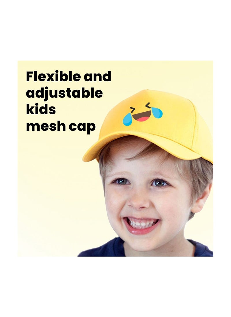 PRINTSHOP4ME - Kids Yellow Smiley Face Pack Of 2 T-Shirt And Cap Combo–Unisex Round Neck Short Sleeve Cotton T-Shirt - Image 1