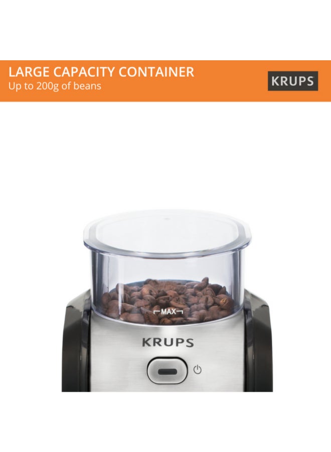 كروبس 110W Professional-Quality Sleeky Designed Expert Burr Coffee Grinder 200 g 110 W GVX231 Black/Silver - Image 4
