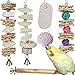 Qimilenzy Parrot Chewing Toys 6 pcs Natural Cuttlebone Bird Beak Trimmer Grinding Stone Lava Block Calcium Stone Bird Perch Cage Toys for Small and Medium Parakeets Cockatiels Conures Budgies Lovebirds - Image 3