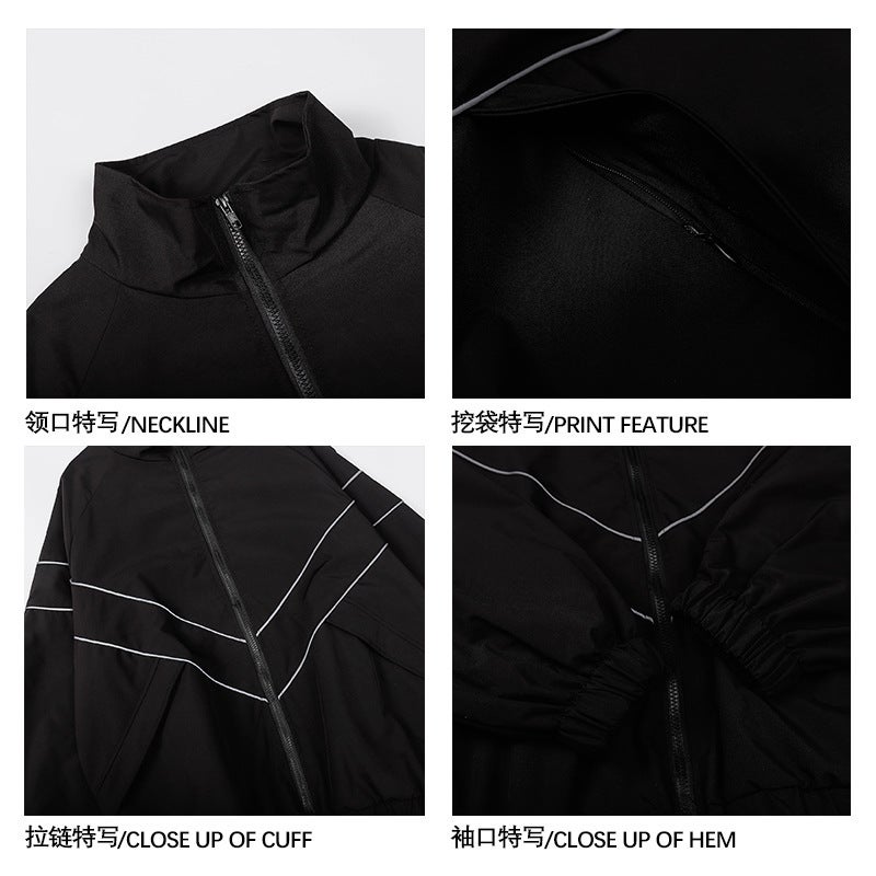 Hong Kong Style Fashion Brand Solid Color Reflective Sports Jacket Men'S And Women'S Loose Jacket Versatile Couple'S Jacket - Image 5