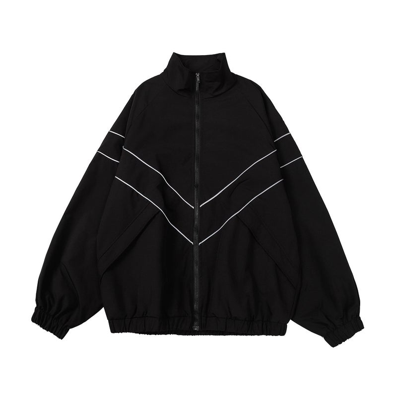 Hong Kong Style Fashion Brand Solid Color Reflective Sports Jacket Men'S And Women'S Loose Jacket Versatile Couple'S Jacket - Image 1