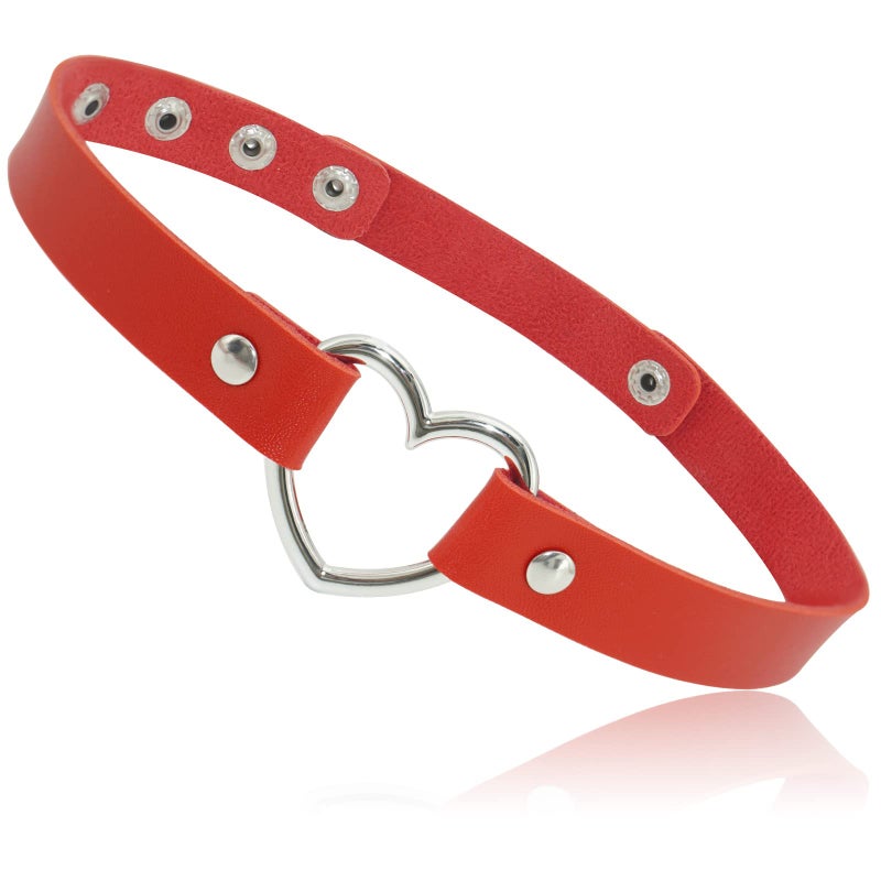 ETHOON قلادة تشوكر قلب الحب الطويلة من إيثون جلد PU للنساء - حمراء - Image 1