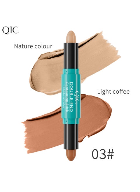 2-in-1 Highlighter Contour Stick,Cool Toned Contour Stick,Makeup Highlighter Stick,Long Lasting Waterproof Bronzer Contour Pencil,Travel Cream Face Shaping Stick,03