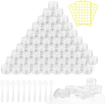 WUERQIE Pack of 100 Containers 5 ml Empty Containers Mini Clear Jar Sample Transparent Cream Glass Cosmetic Bottle Containers - Image 1
