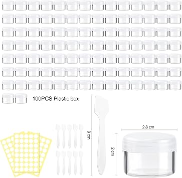 WUERQIE Pack of 100 Containers 5 ml Empty Containers Mini Clear Jar Sample Transparent Cream Glass Cosmetic Bottle Containers - Image 2
