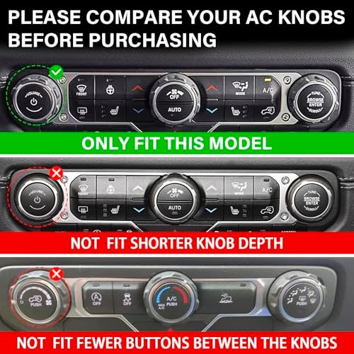 MOCHENT 8Pcs Button Knob Cover for Jeep Wrangler JL JLU 20182025 2026 Gladiator JT 20202025 2026 Accessories JL Window Switch Button Cover Volume Radio Air Conditioner Headlight Switch Knob Cover Red - Image 3