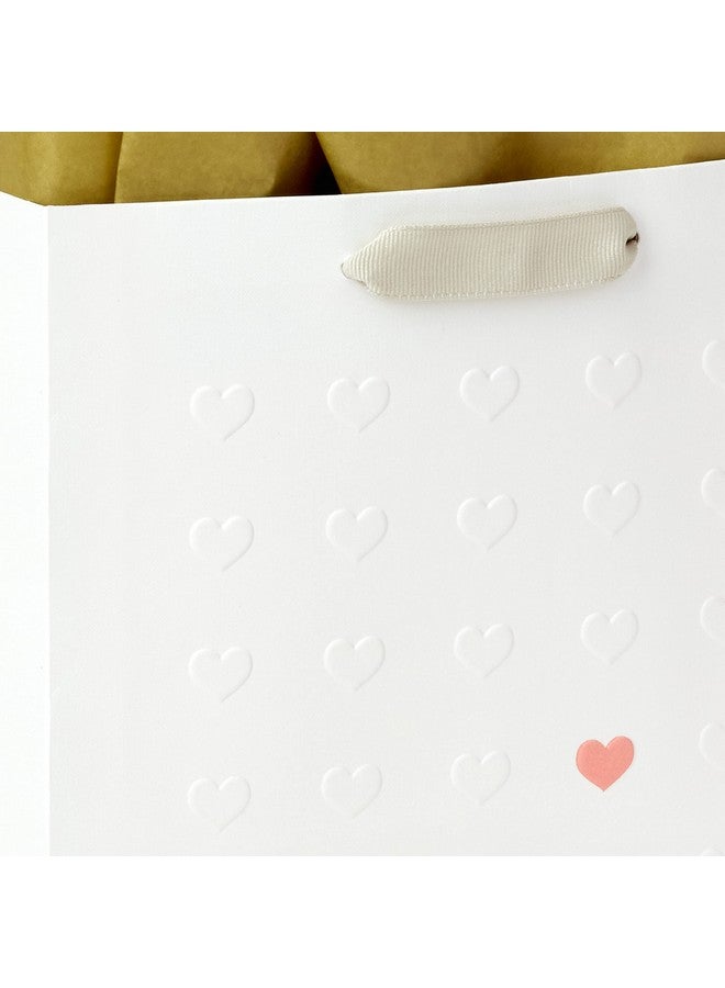 Hallmark Hallmark Signature Studio 7" Medium Gift Bag with Tissue Paper (Embossed Hearts, White, Pink, Gold) for Birthdays, Mother's Day, Baby Showers, Bridal Showers - Image 5