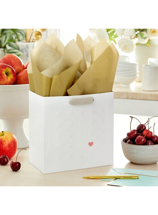 Hallmark Hallmark Signature Studio 7" Medium Gift Bag with Tissue Paper (Embossed Hearts, White, Pink, Gold) for Birthdays, Mother's Day, Baby Showers, Bridal Showers - Image 2