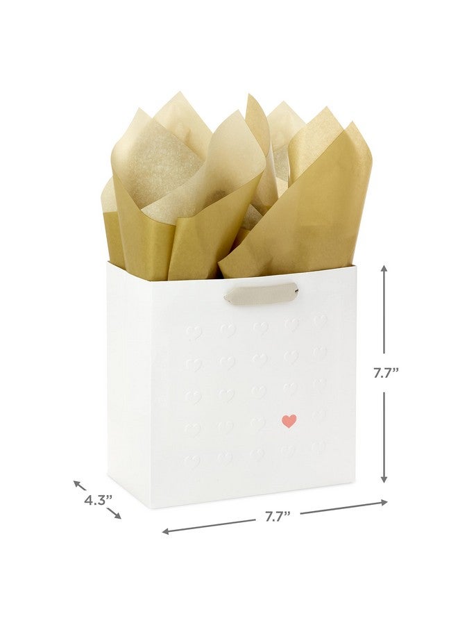Hallmark Hallmark Signature Studio 7" Medium Gift Bag with Tissue Paper (Embossed Hearts, White, Pink, Gold) for Birthdays, Mother's Day, Baby Showers, Bridal Showers - Image 3