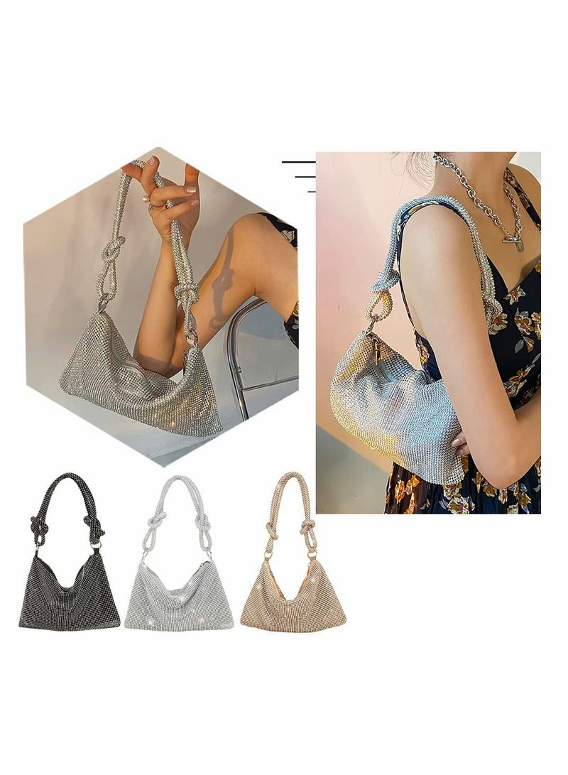 KASTWAVE Rhinestone Crossbody Bag For Women Silver Clutch Evening Handbag Purse Sparkly Purses Diamante Party - Image 2