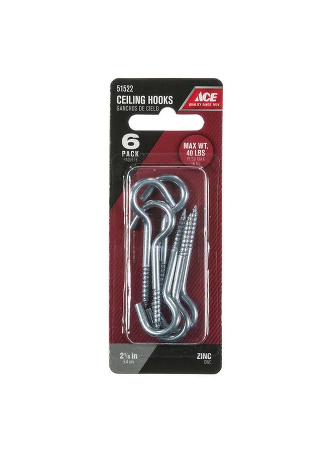 ACE 6-Piece Ceiling Hook Silver 2 1/8inch 01-3480-132  - Image 2