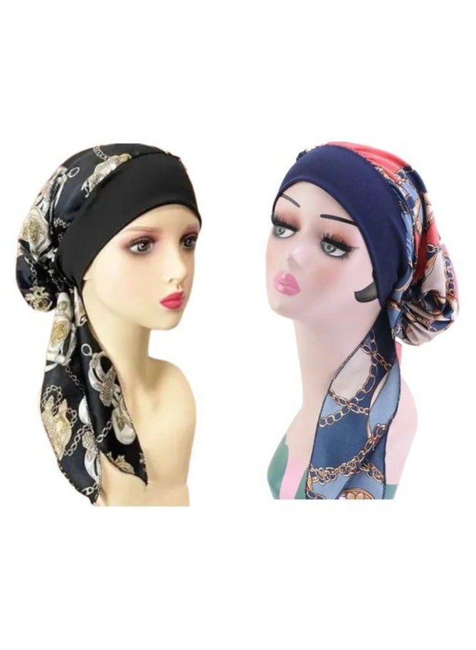 ISI 2 Pieces Comfortable Classic Long Scarf Hijab Cap For Women and Girls - Image 1
