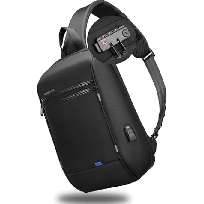 KINGSONS Laptop Sling Backpack Anti Theft Bag Hiking Daypack 13 Inch Waterproof Nylon Travel Bags for Men Single Shoulder Camping Dayback with USB Charging Port TSA Lock for Traveling - Image 1
