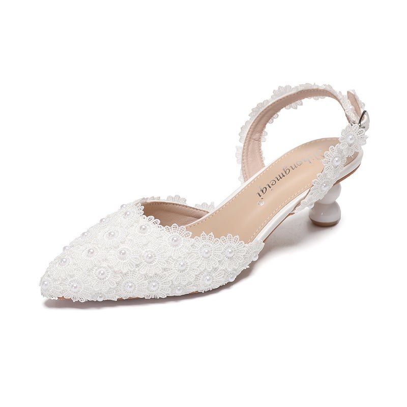 2025 High Heels Pearl Wedding Shoes Dress Accessories Banquet Wedding Shoes - Image 5