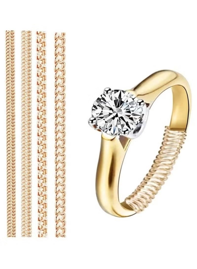 16 Pieces Invisible Ring Size Adjusters with Jewelry Polishing Cloth (Transparent, Gold) - Image 3