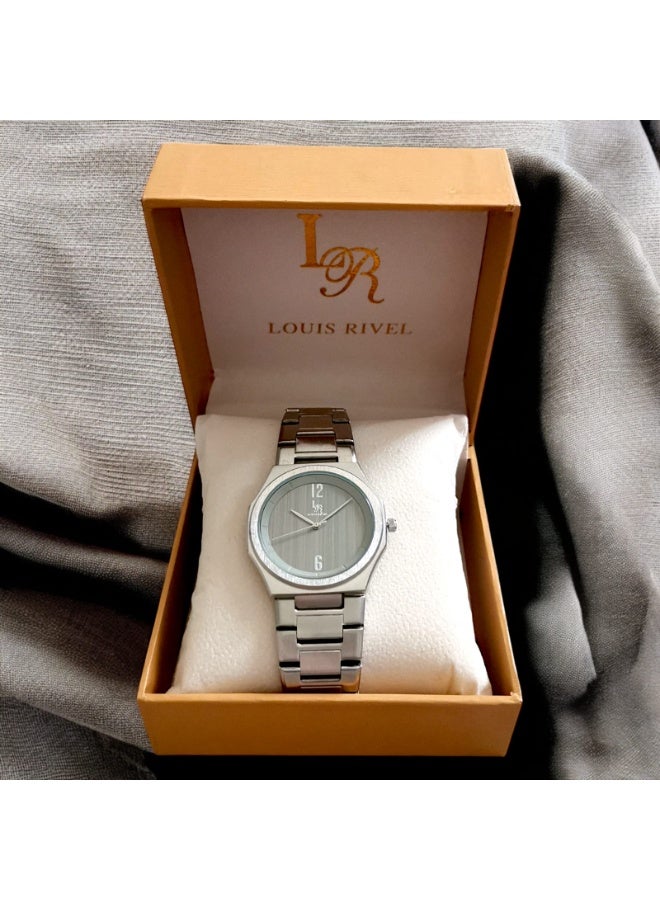 لويس ريفل ساعة يد للرجال من الستانلس ستيل بعرض انالوج وحركة كوارتز ، سهلة القراءة بتصميم عصري مقاوم للماء، ساعة يد كلاسيكية فاخرة بواجهة كبيرة - Image 2