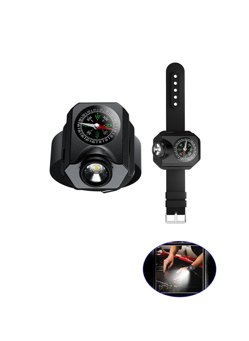 Generic Wrist Flashlight with Compass, Portable Rechargeable Wrist Lamp with 5 Lighting Modes for Hiking Mountaineering Night Running  - Image 2