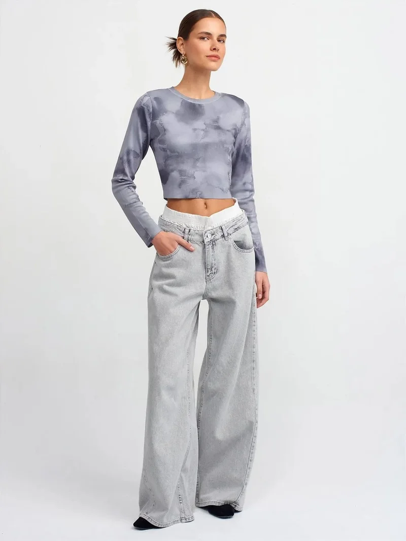 ديلفين Dilvin High-Waist Wide-Leg Cotton Denim Jeans