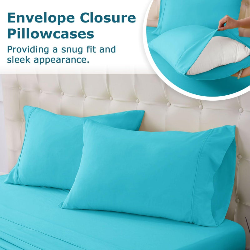 Homilay King Size Bed Sheet Set - 4 Piece Soft Microfiber Sheets with Deep Pockets  Cooling Technology  and Wrinkle-Free Pillowcase. Hotel-Quality  Durable Bedding  Capri Blue - Image 5
