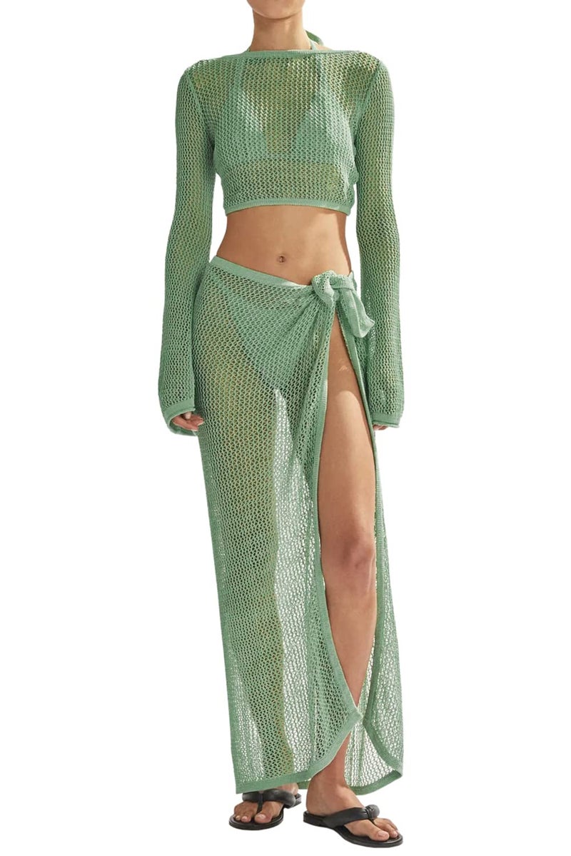 LANNEW Women's Swimsuits Cover Ups Set for Crochet Bathing Suit Hollow Out 2 Piece Bikini Coverup Beach Swimwear - Image 1