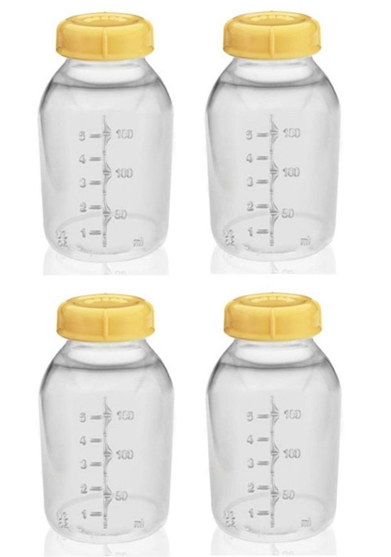Medela Breast Milk Collection Storage Feeding Bottle w/Lid 5 Oz/ 150 Ml X4