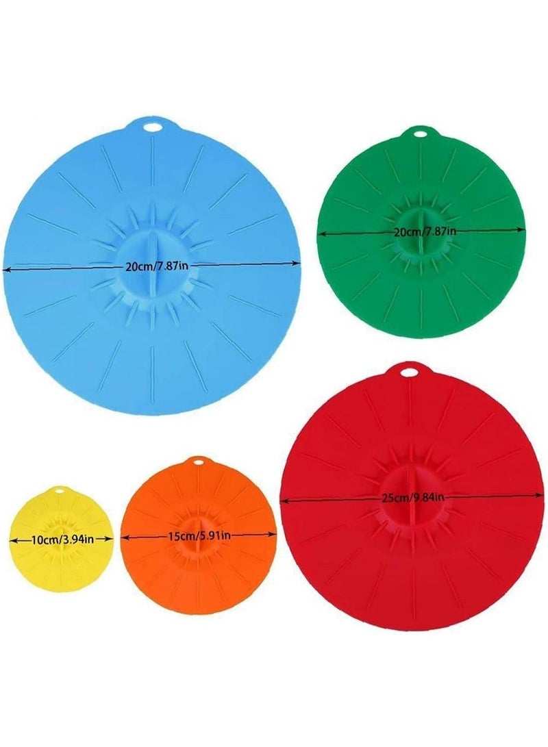 SHAOZHEN 5 Pack Silicone Lids, Microwave Splatter Cover, 5 Sizes Reusable Heat Resistant Food Suction Lids fits Cups, Bowls, Plates, Pots, Pans, Skillets, Stove Top, Oven, Fridge, BPA Free - Image 2