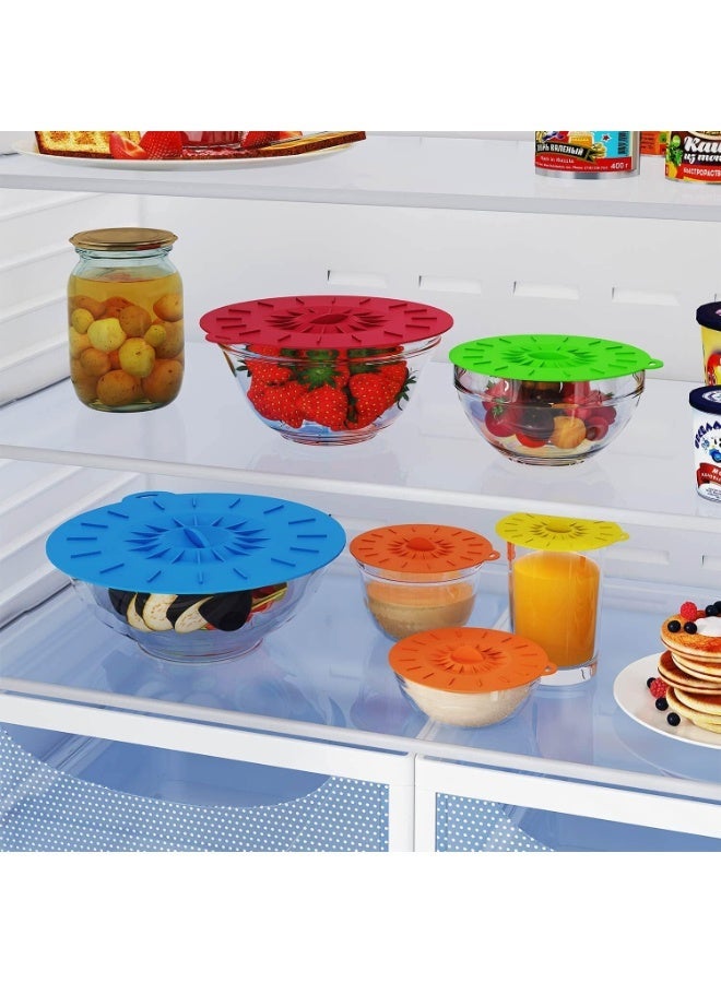 SHAOZHEN 5 Pack Silicone Lids, Microwave Splatter Cover, 5 Sizes Reusable Heat Resistant Food Suction Lids fits Cups, Bowls, Plates, Pots, Pans, Skillets, Stove Top, Oven, Fridge, BPA Free - Image 3