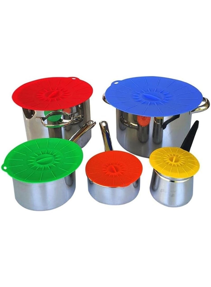 SHAOZHEN 5 Pack Silicone Lids, Microwave Splatter Cover, 5 Sizes Reusable Heat Resistant Food Suction Lids fits Cups, Bowls, Plates, Pots, Pans, Skillets, Stove Top, Oven, Fridge, BPA Free - Image 4