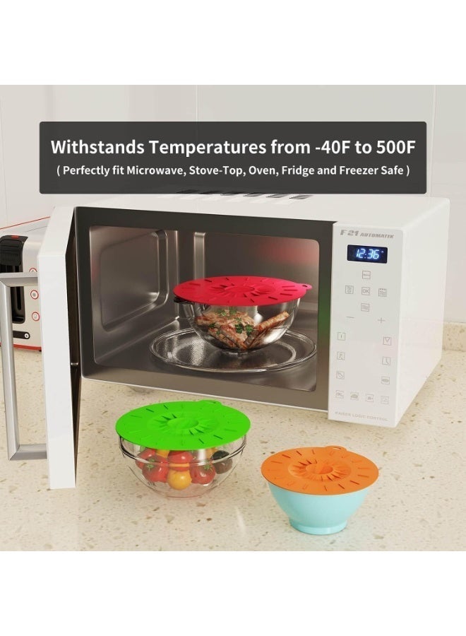 SHAOZHEN 5 Pack Silicone Lids, Microwave Splatter Cover, 5 Sizes Reusable Heat Resistant Food Suction Lids fits Cups, Bowls, Plates, Pots, Pans, Skillets, Stove Top, Oven, Fridge, BPA Free - Image 5