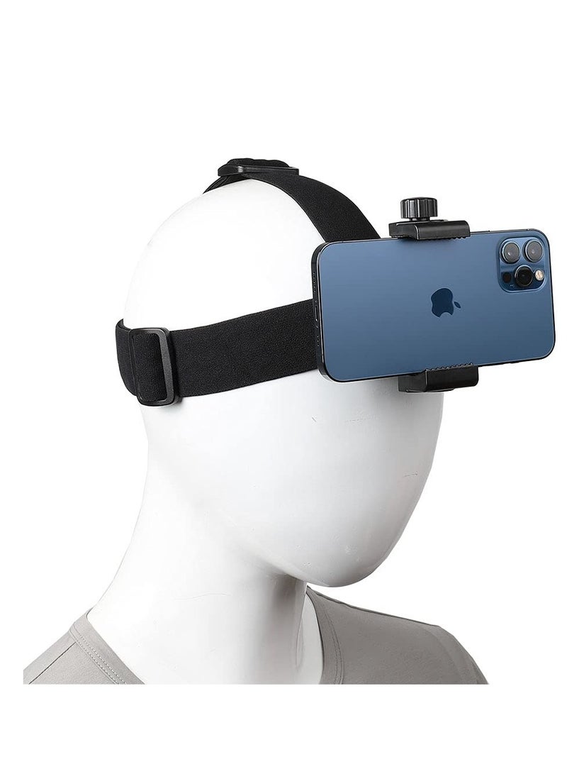 KASTWAVE Head-Mounted Mobile Phone Holder,First-Person View Video Outdoor Live Shooting Bracket with Phone Clip(4"-7") for iPhone, Action Camera Head Mount Strap - Image 1