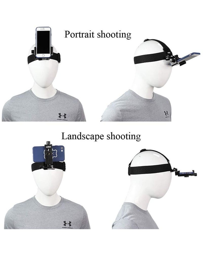 KASTWAVE Head-Mounted Mobile Phone Holder,First-Person View Video Outdoor Live Shooting Bracket with Phone Clip(4"-7") for iPhone, Action Camera Head Mount Strap - Image 2