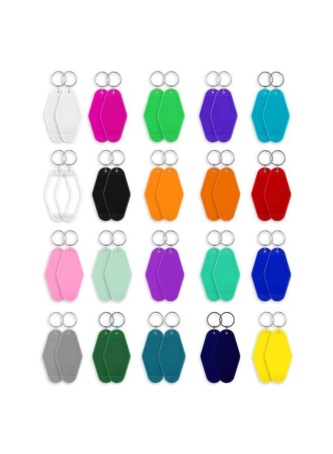 SAVITA 40pcs Blank Hotel Motel Keychain, Double-Sided Heat Transfer Keychains Rhombus Motel Keychain Blank with Ring for DIY Crafts Ornament Zipper Pulls Backpack Labels Tags  - Image 1