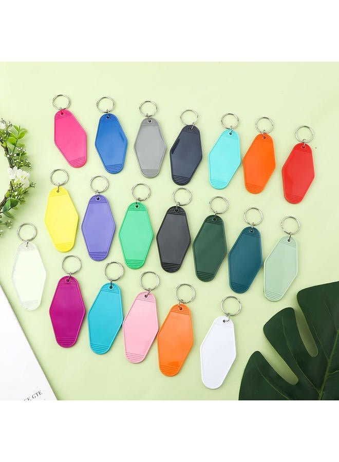 SAVITA 40pcs Blank Hotel Motel Keychain, Double-Sided Heat Transfer Keychains Rhombus Motel Keychain Blank with Ring for DIY Crafts Ornament Zipper Pulls Backpack Labels Tags  - Image 3