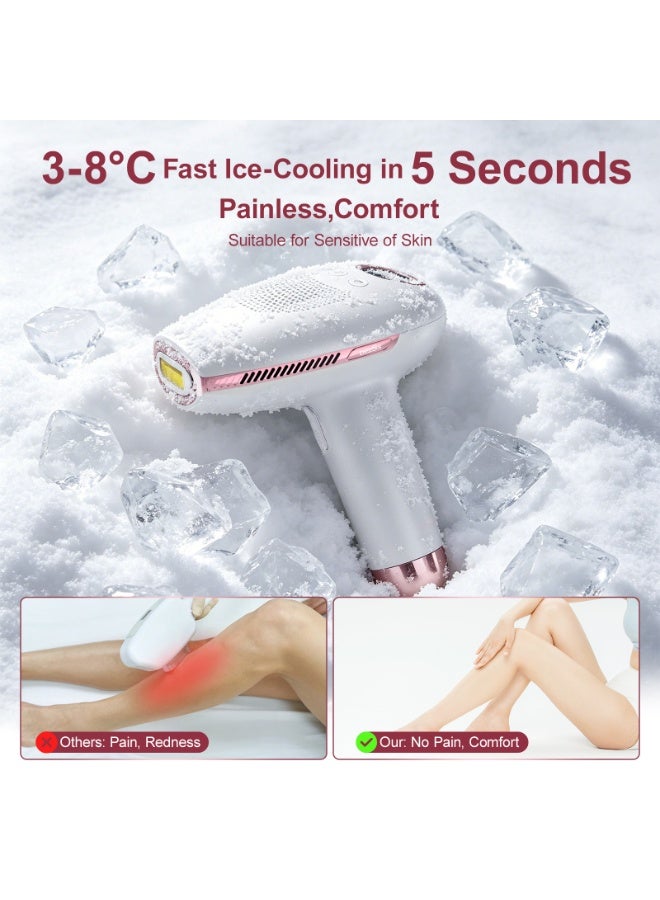 ديس GP591 3IN1 Unlimited Flashes Laser Hair Removal, IPL Permanent Hair Removal Device with Ice Cooling Function, Home Laser Hair Remover For Women & Men, Painless, Long-lasting Reduction Results For Armpits Leg Arm Back Whole Body, 3 Replaceable Lamps (HR+AC+SR) pink - Image 4