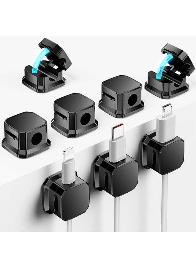 Green Tiger [10 Pack] Magnetic Cord Organizer, Cable Smooth Adjustable Easy Secure Cable Management, Wire Holder Keeper Organizer, Hide Or Organize Phone USB Charger Cable for Home,Office,Car,Desk - Black - Image 1